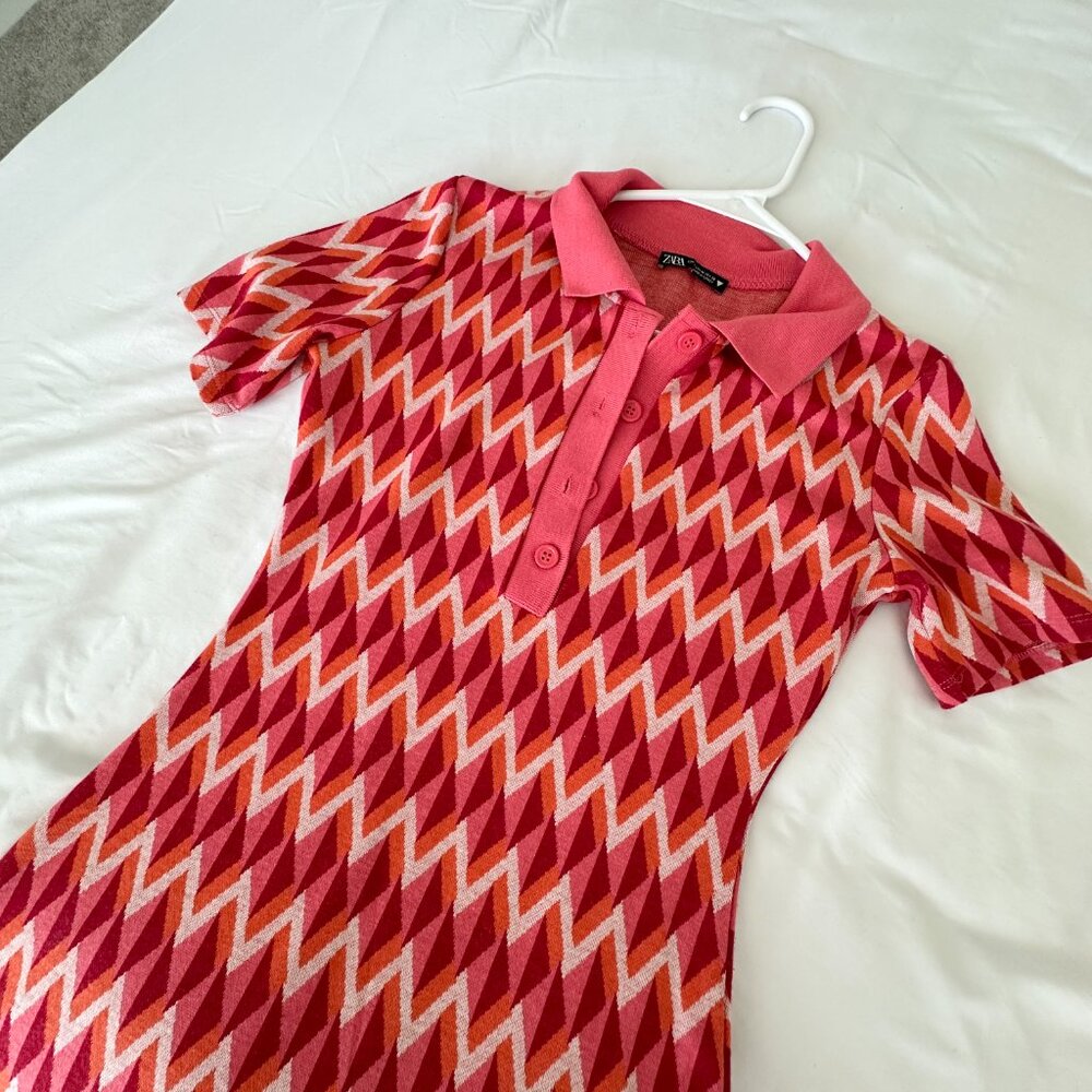 Zara Pattern Mini  Jacquard Dress (Pink)